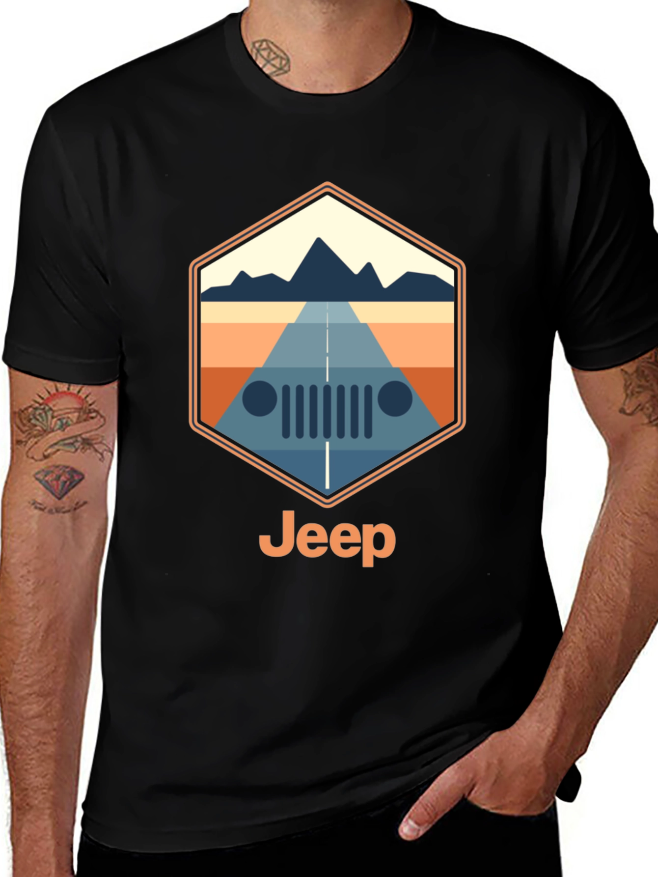 Jeep Mountain Road Trip T-Shirt - Black