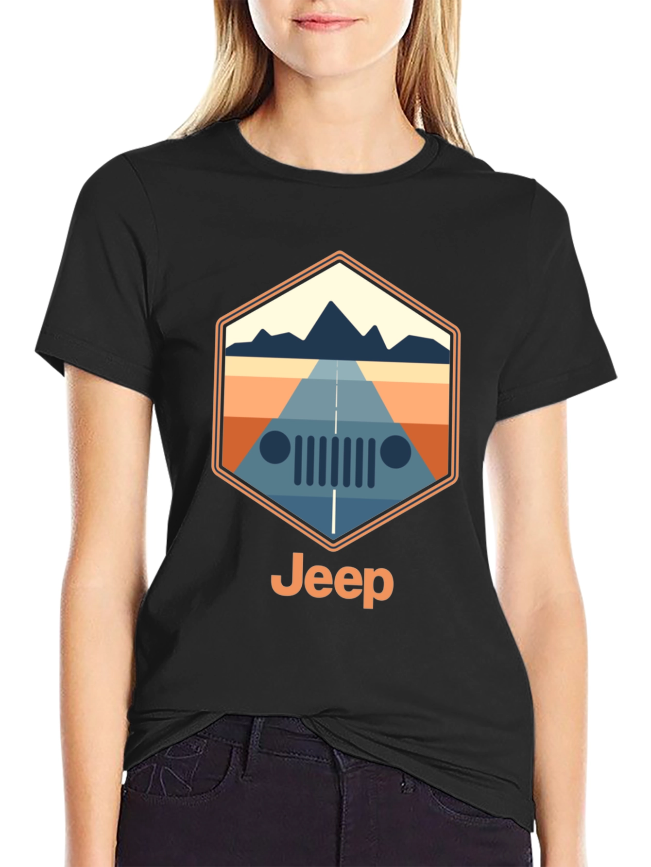Jeep Mountain Road Trip T-Shirt - Black