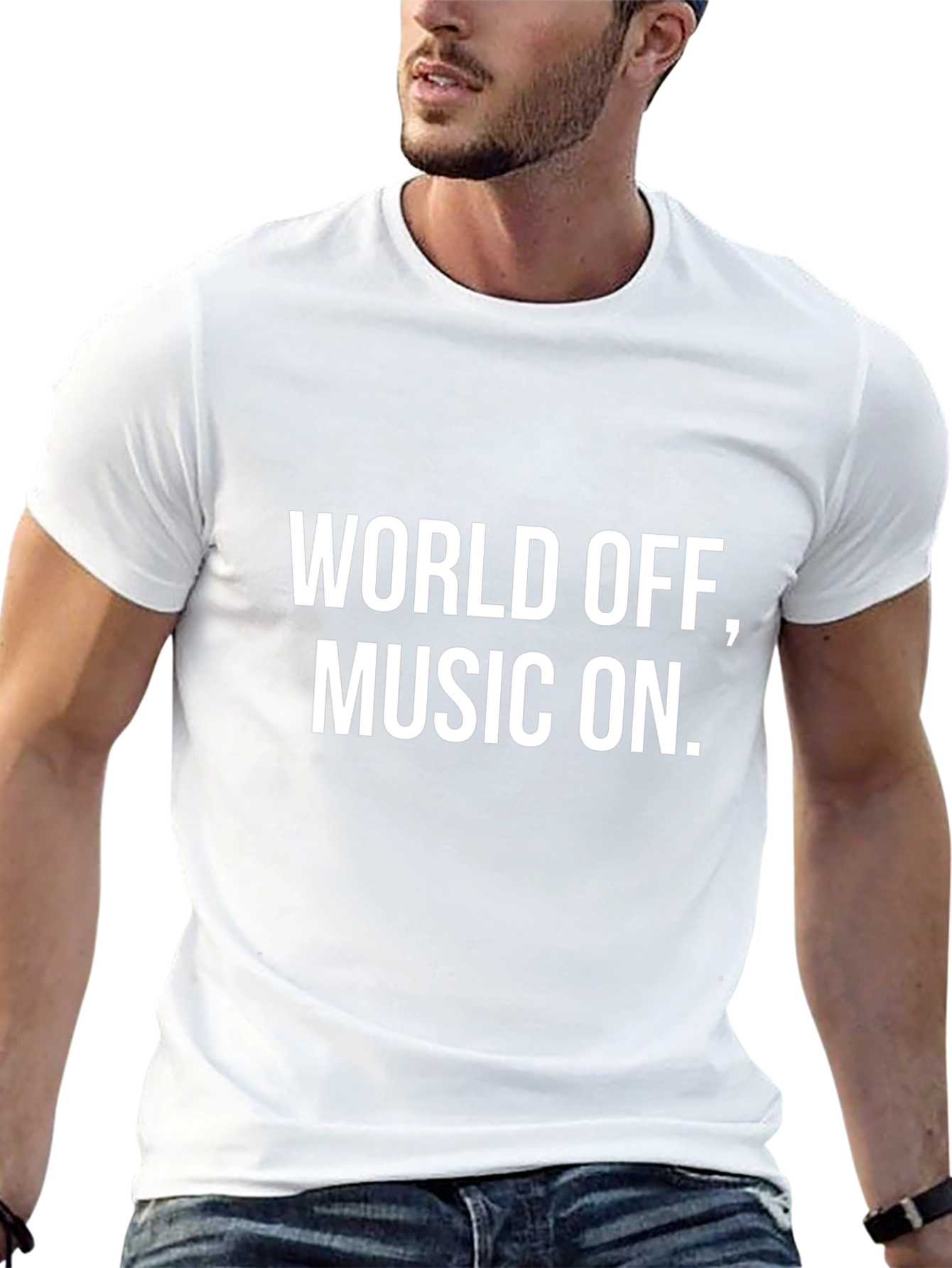 World Off Music On Black Tee