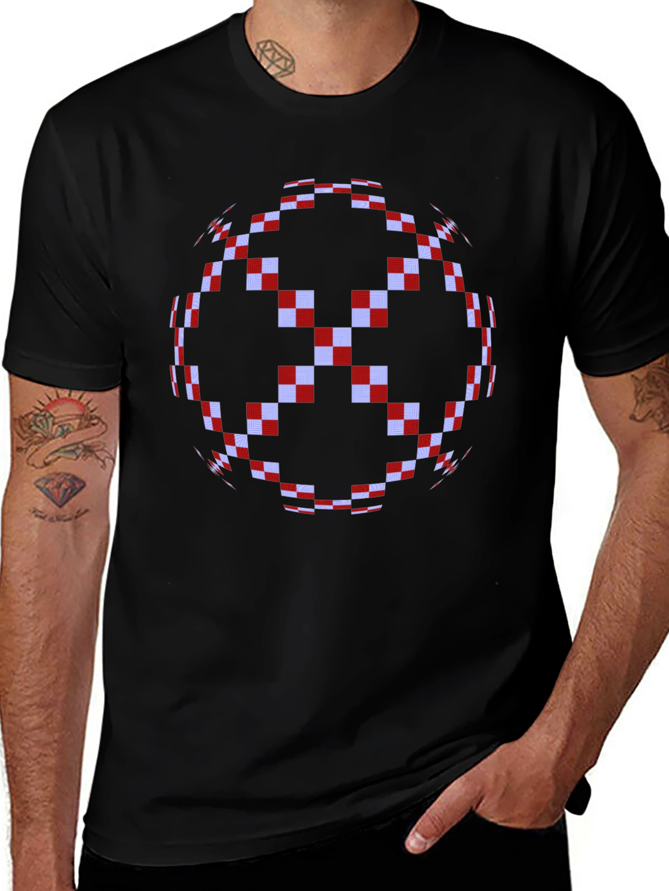 Pixelated Sphere Graphic Tee - Black
