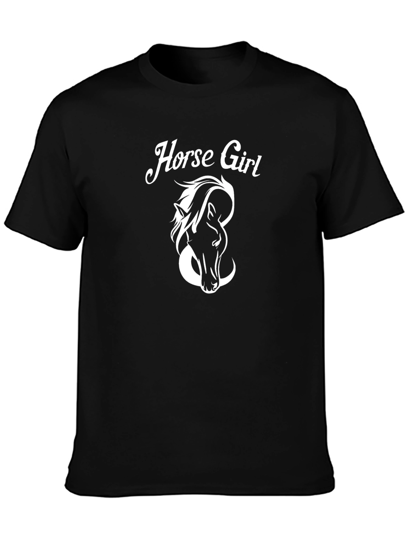 Horse Girl Graphic T-Shirt Black Cotton Tee