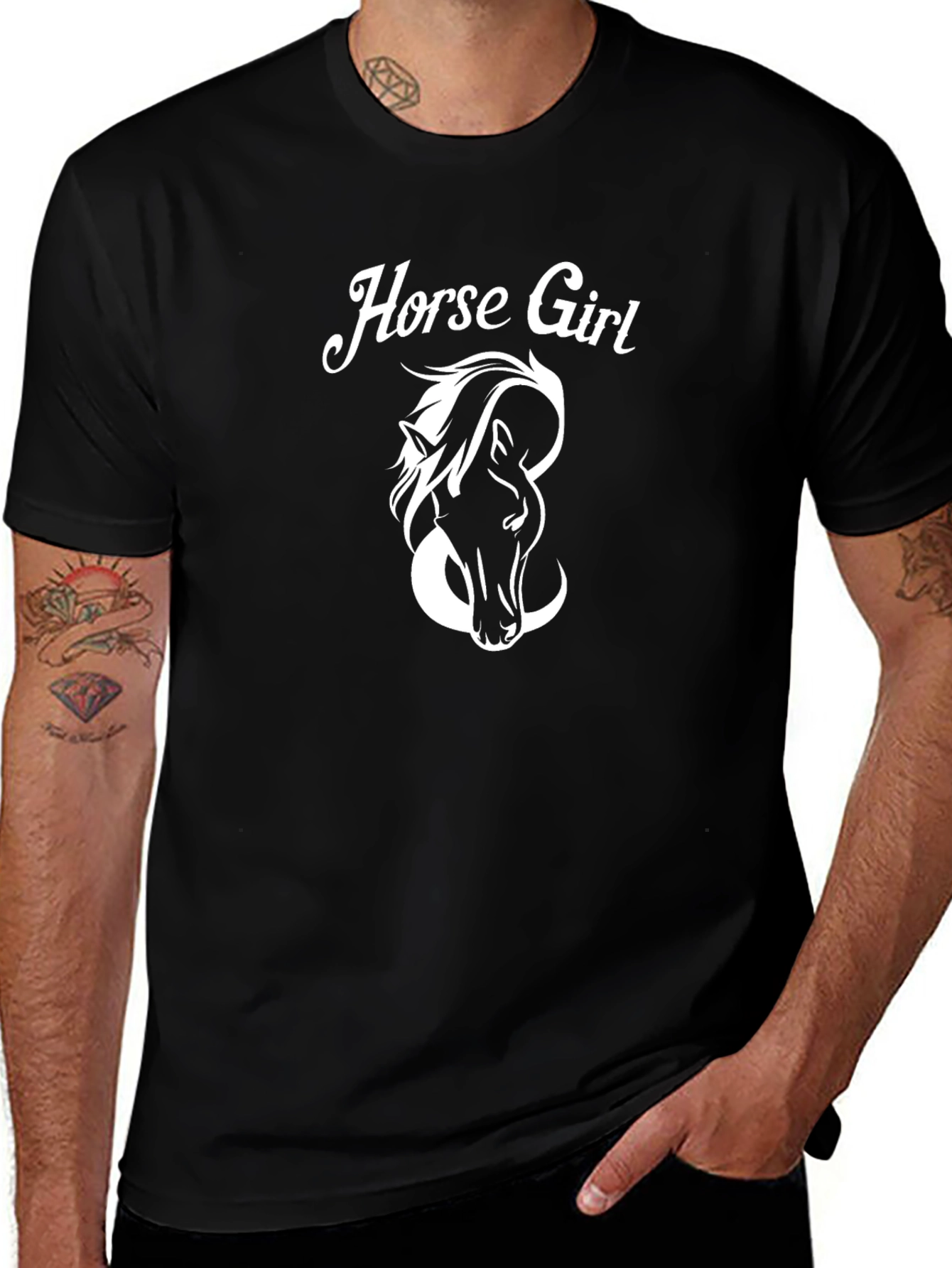 Horse Girl Graphic T-Shirt Black Cotton Tee