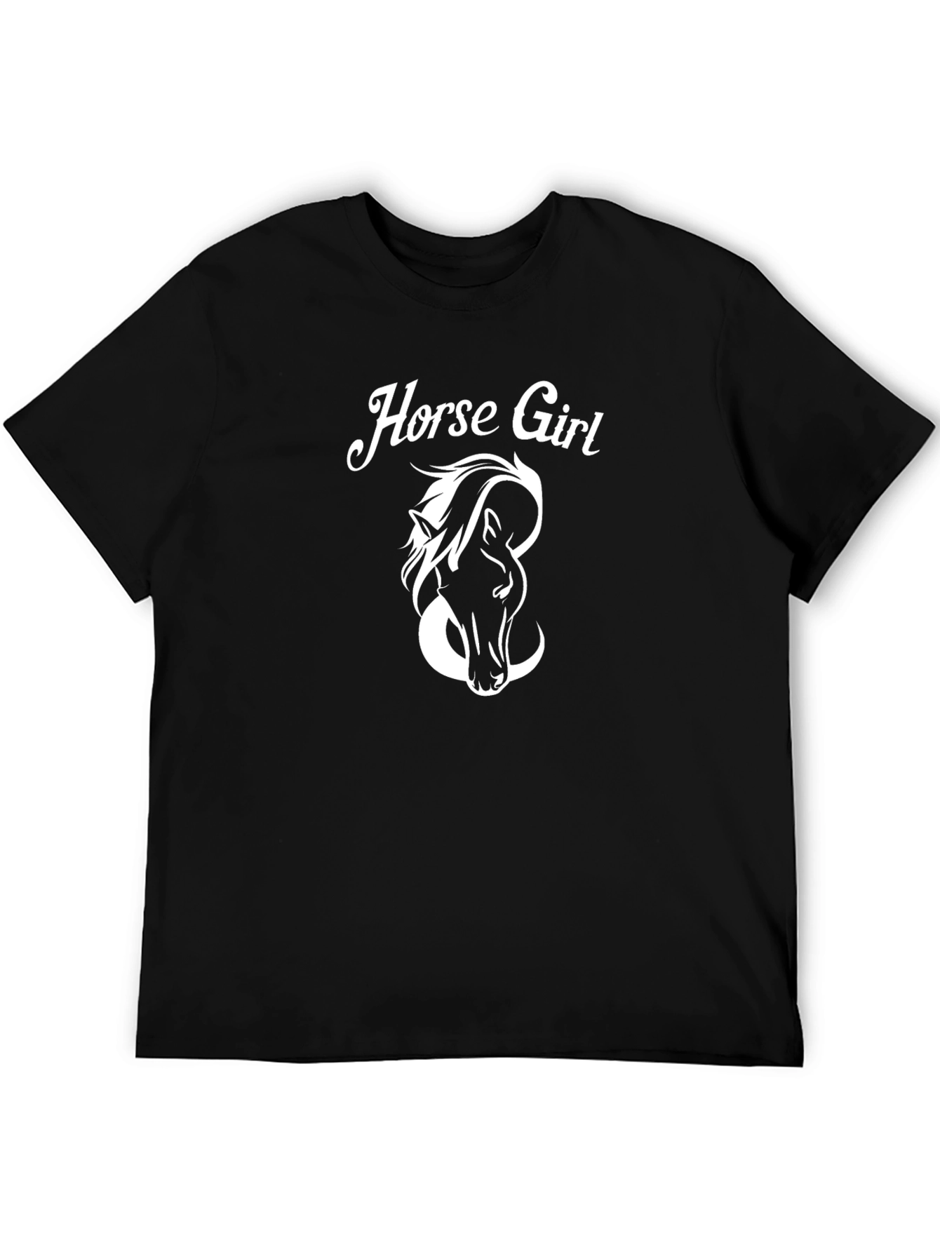 Horse Girl Graphic T-Shirt Black Cotton Tee