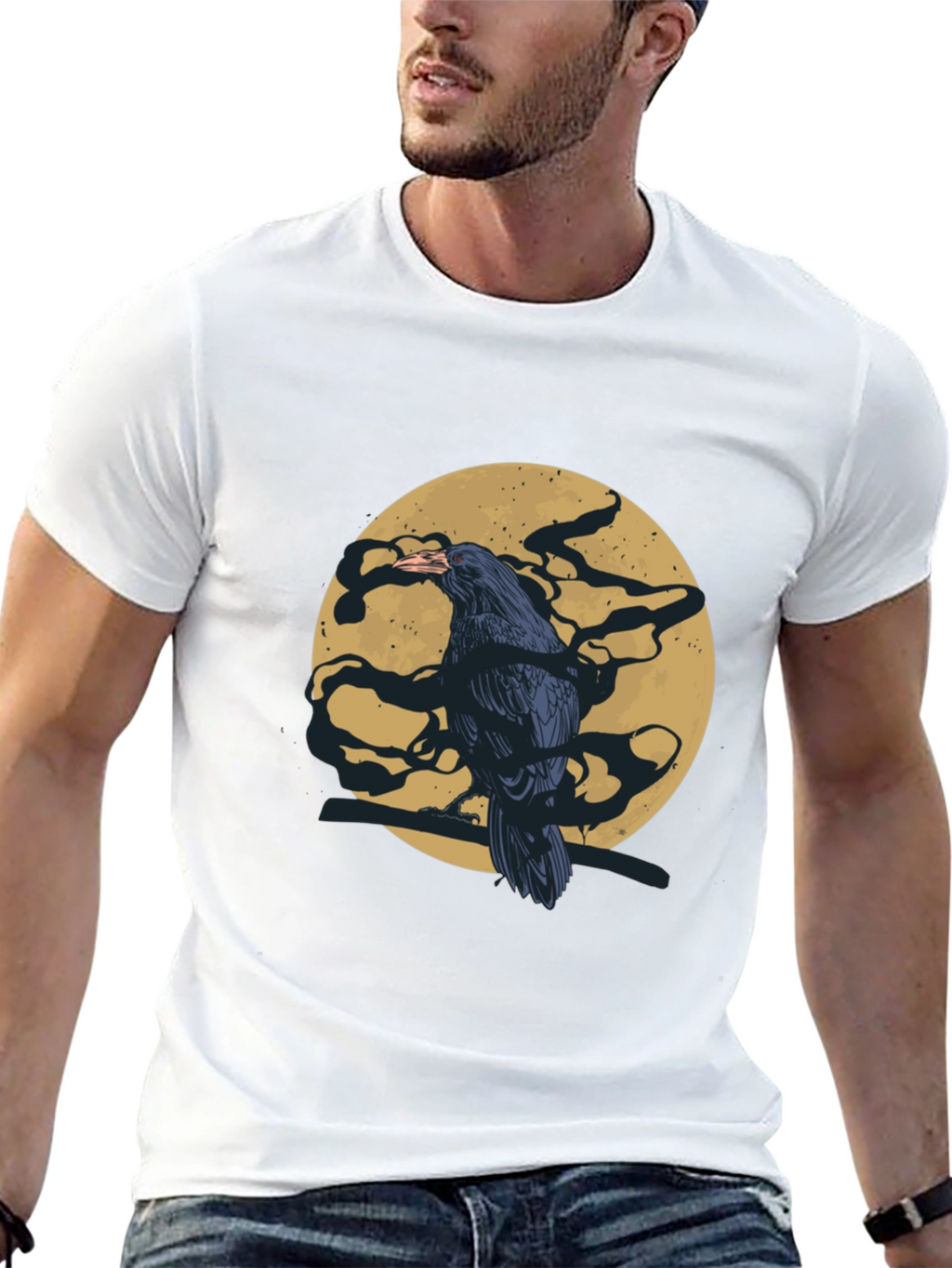 Raven Moon T-Shirt - Mens Black Graphic Tee
