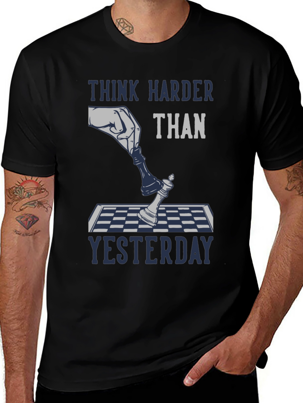 Think Harder Than Yesterday Chess T-Shirt