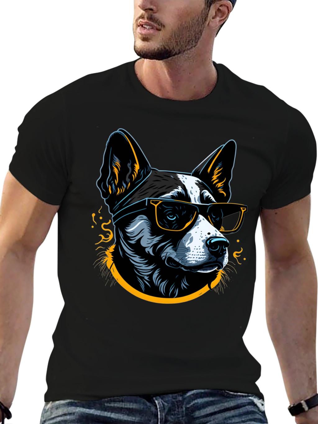 Cool Dog Graphic Tee - Mens Black T-Shirt