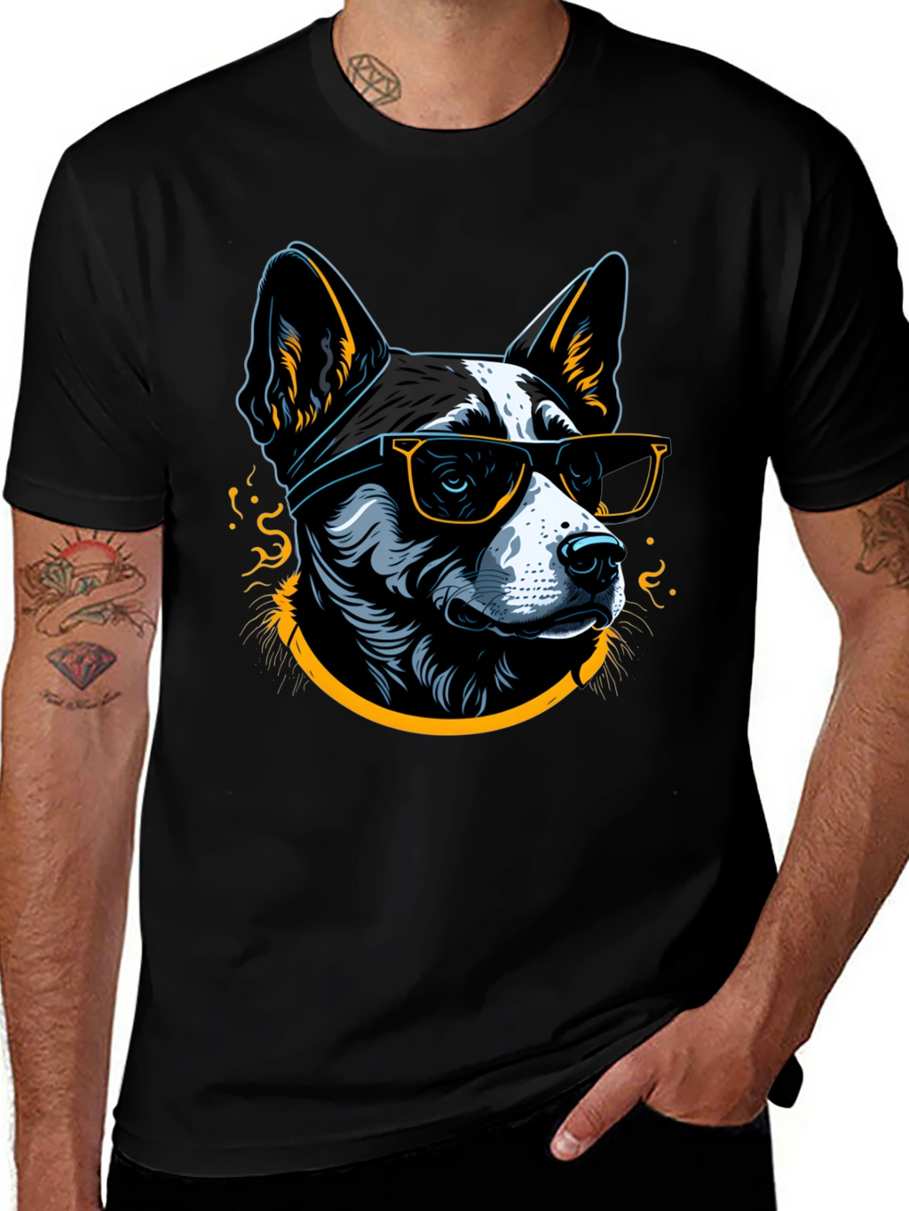 Cool Dog Graphic Tee - Mens Black T-Shirt
