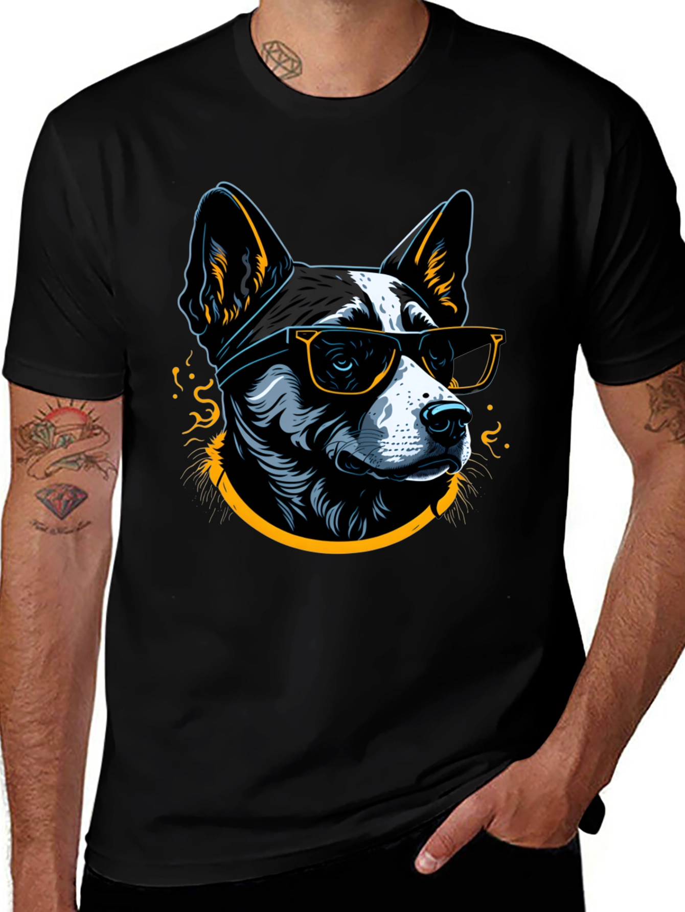 Cool Dog Graphic Tee - Mens Black T-Shirt