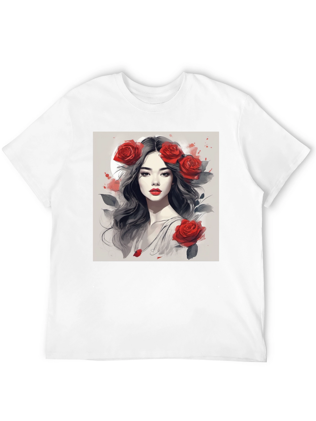 Rose Woman Graphic Tee - Black Casual Shirt