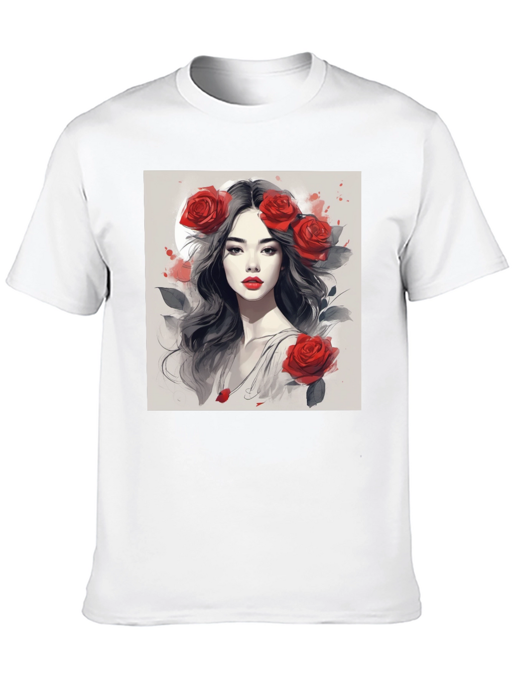 Rose Woman Graphic Tee - Black Casual Shirt