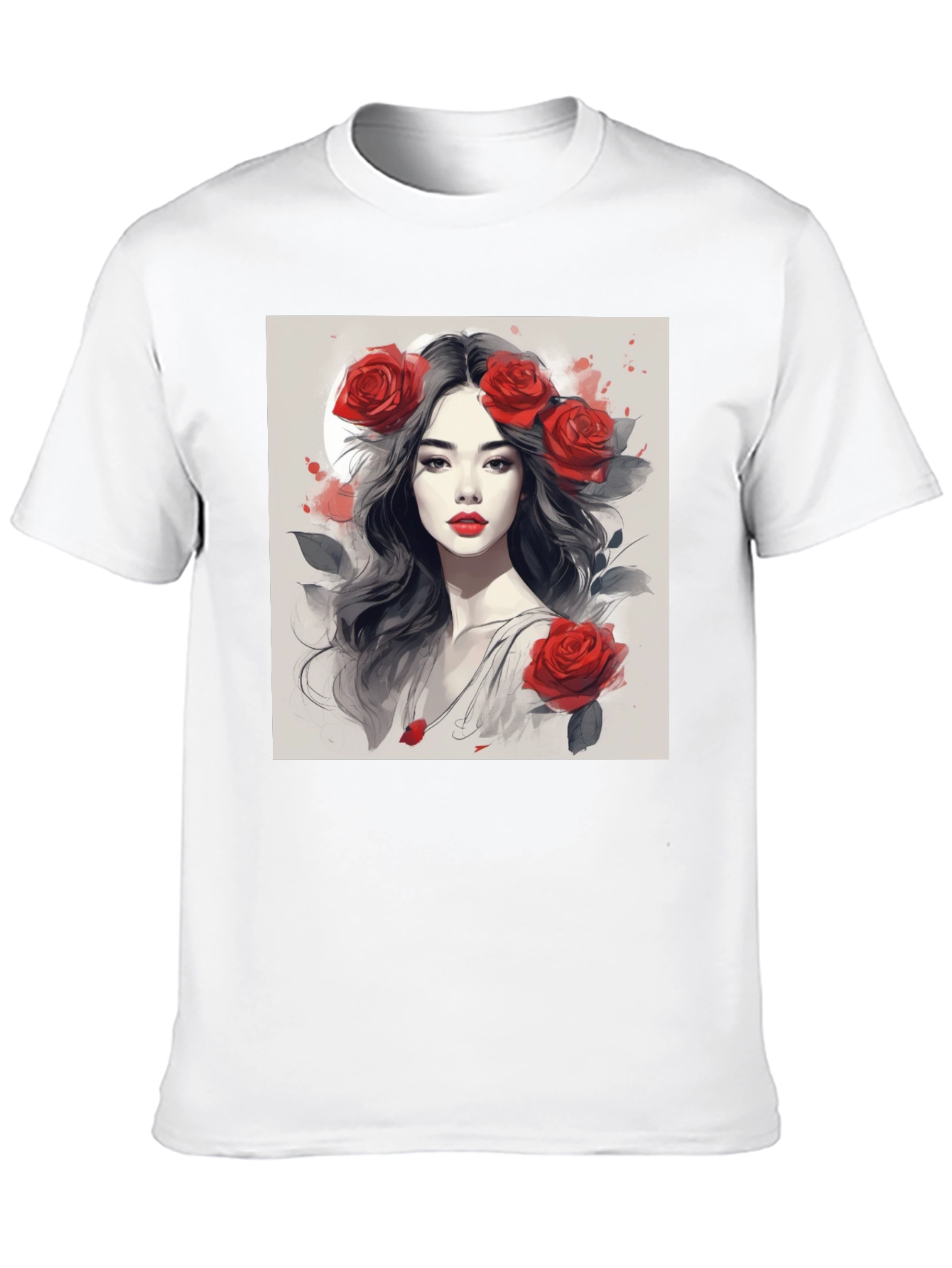 Rose Woman Graphic Tee - Black Casual Shirt