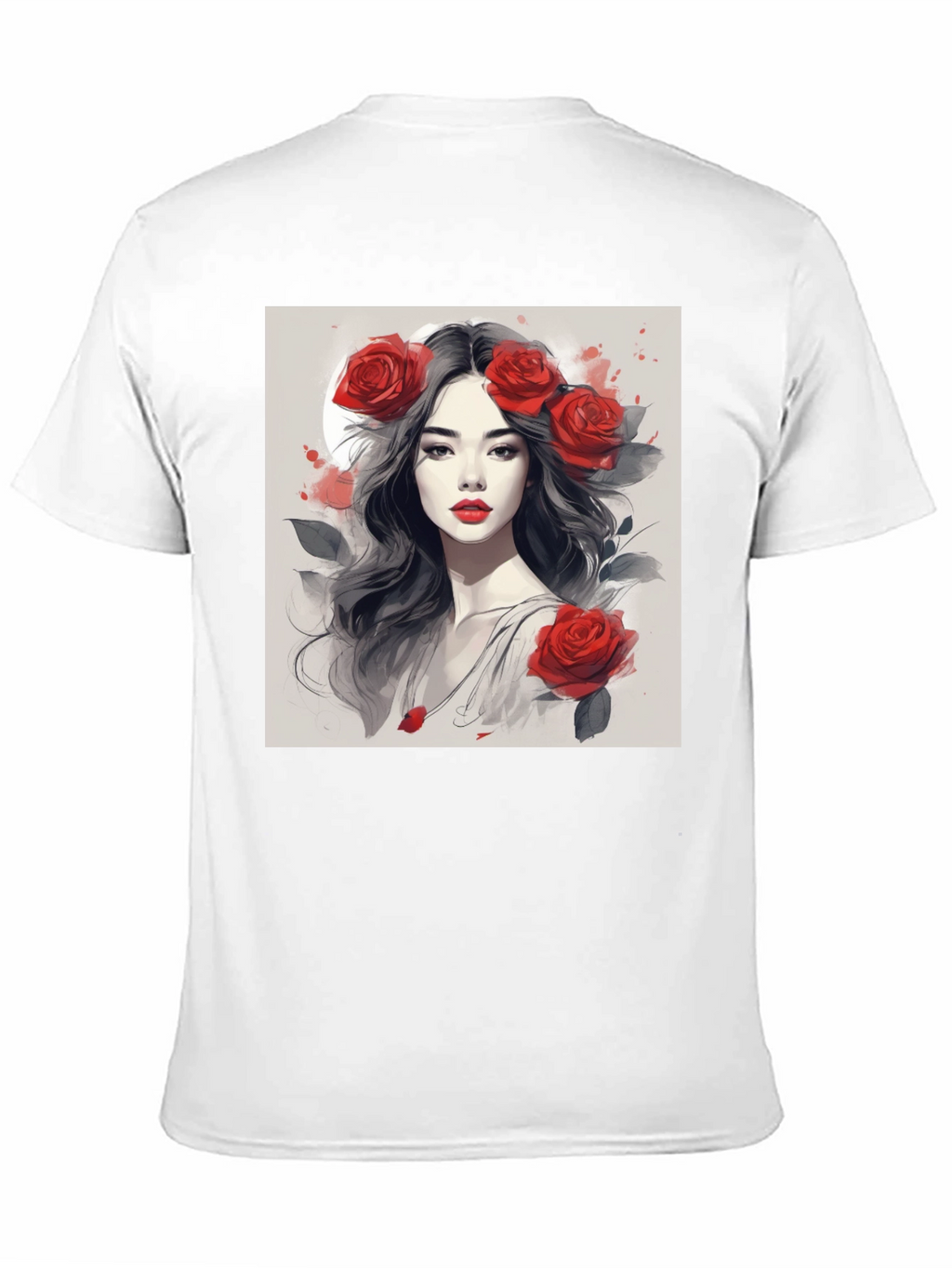 Rose Woman Graphic Tee - Black Casual Shirt
