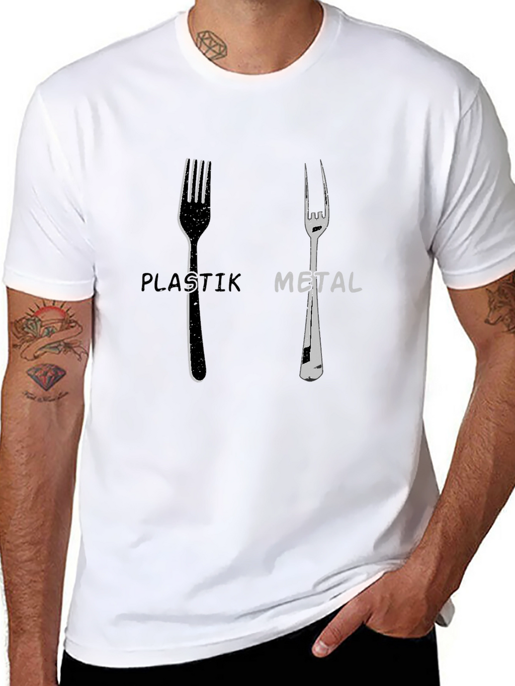 Plastik Metal Forks Graphic Tee - Quirky Design