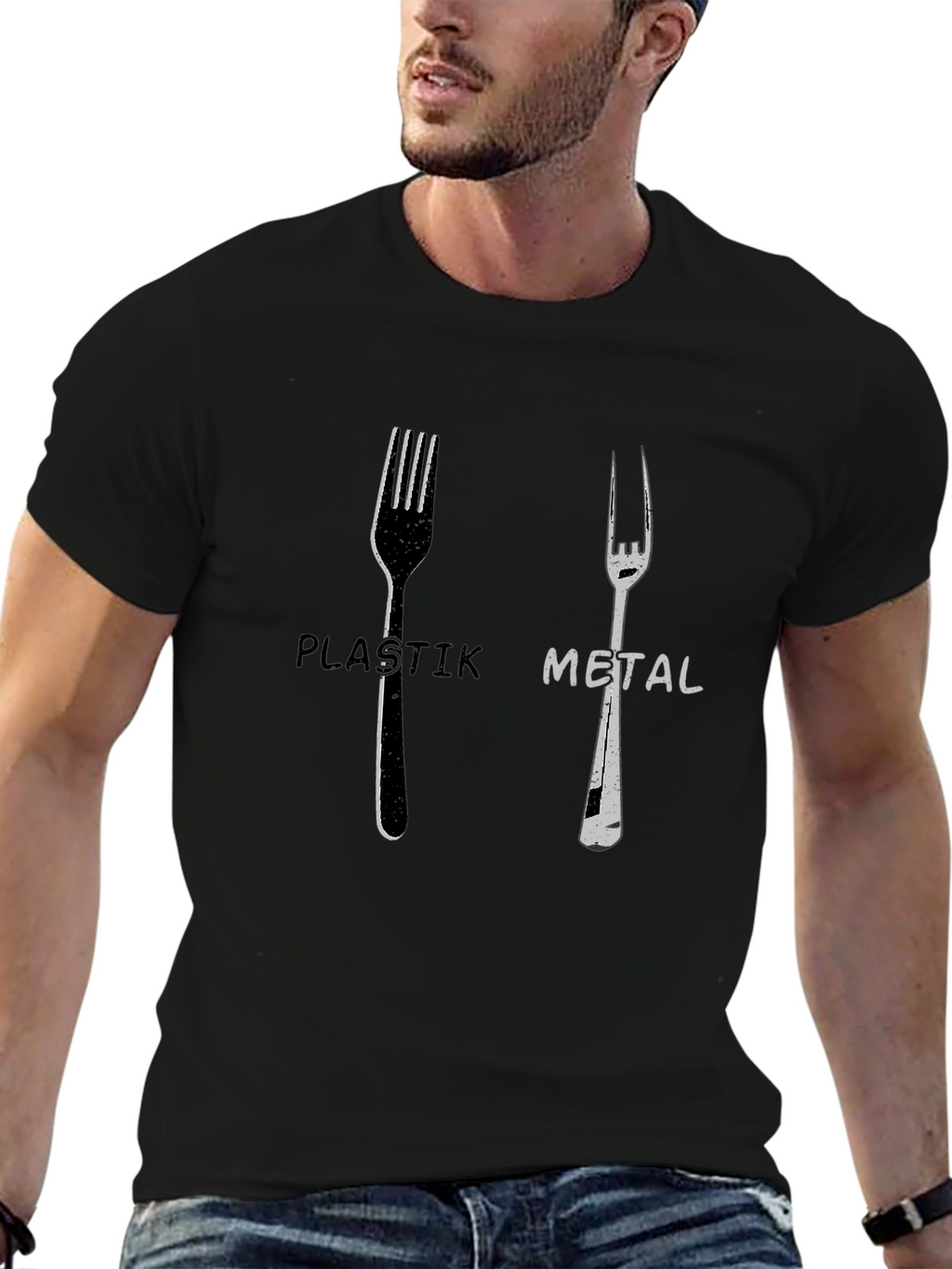 Plastik Metal Forks Graphic Tee - Quirky Design