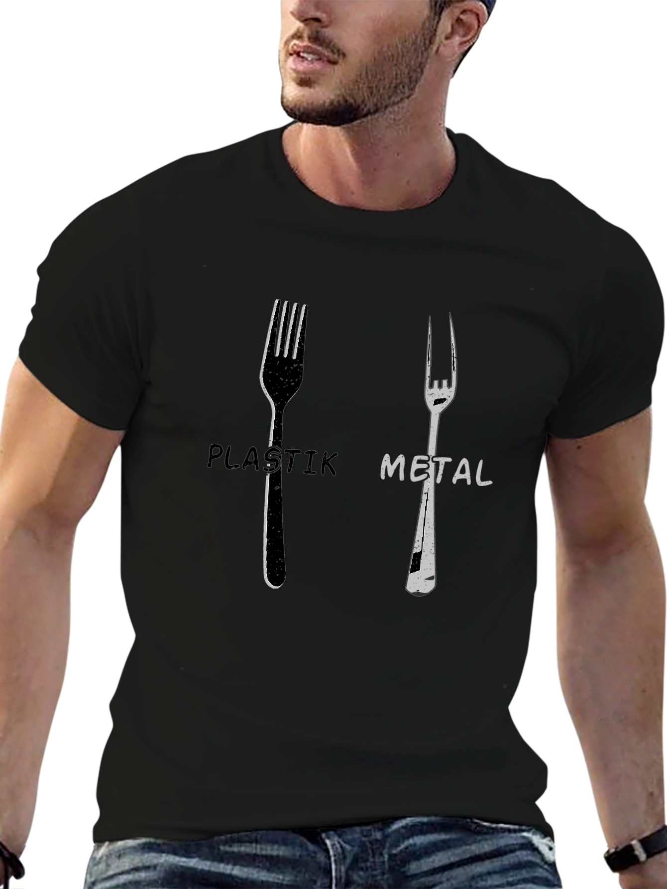 Plastik Metal Forks Graphic Tee - Quirky Design