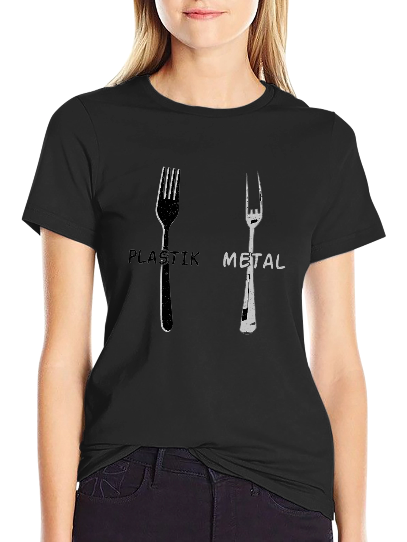 Plastik Metal Forks Graphic Tee - Quirky Design