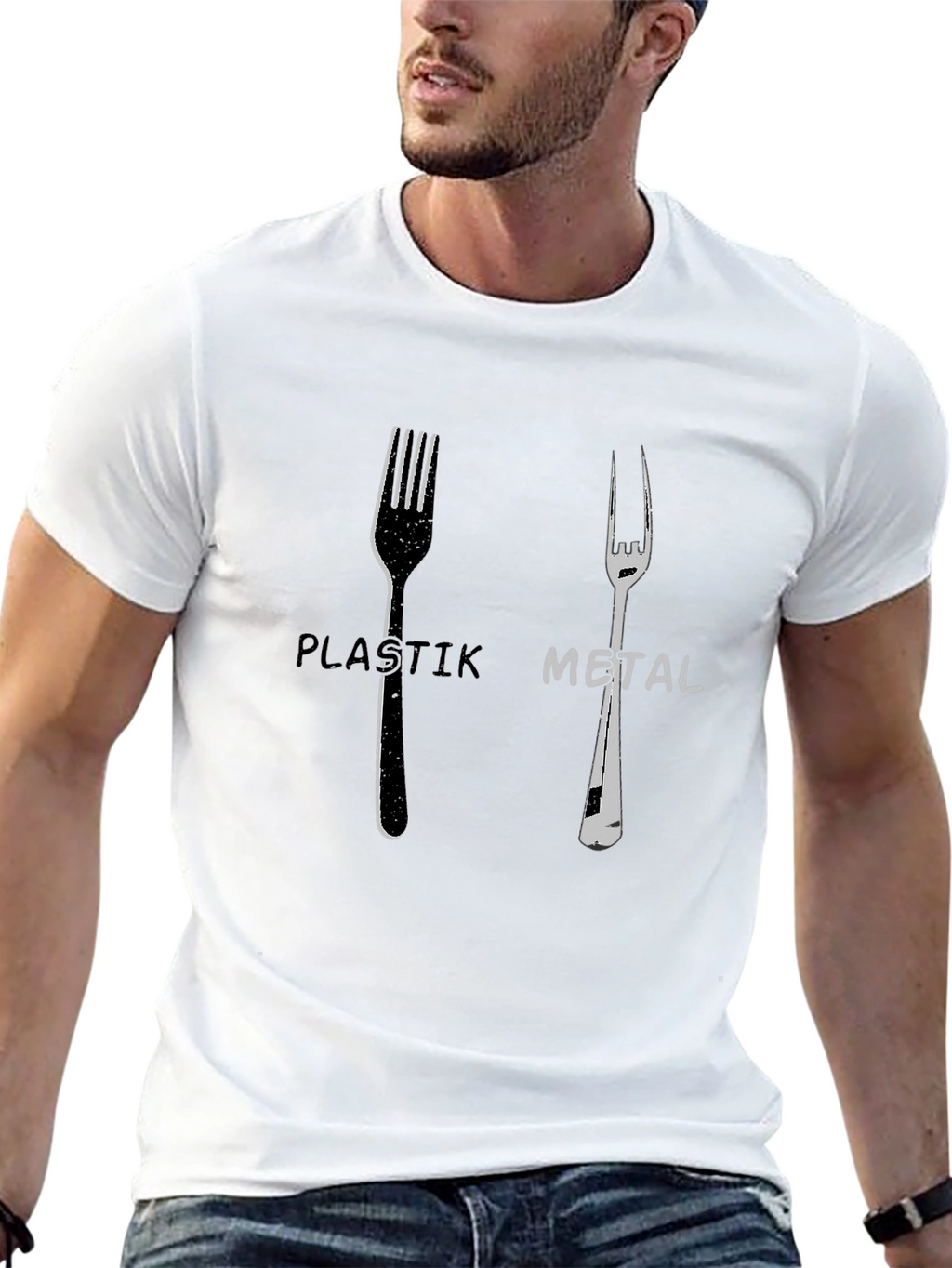 Plastik Metal Forks Graphic Tee - Quirky Design