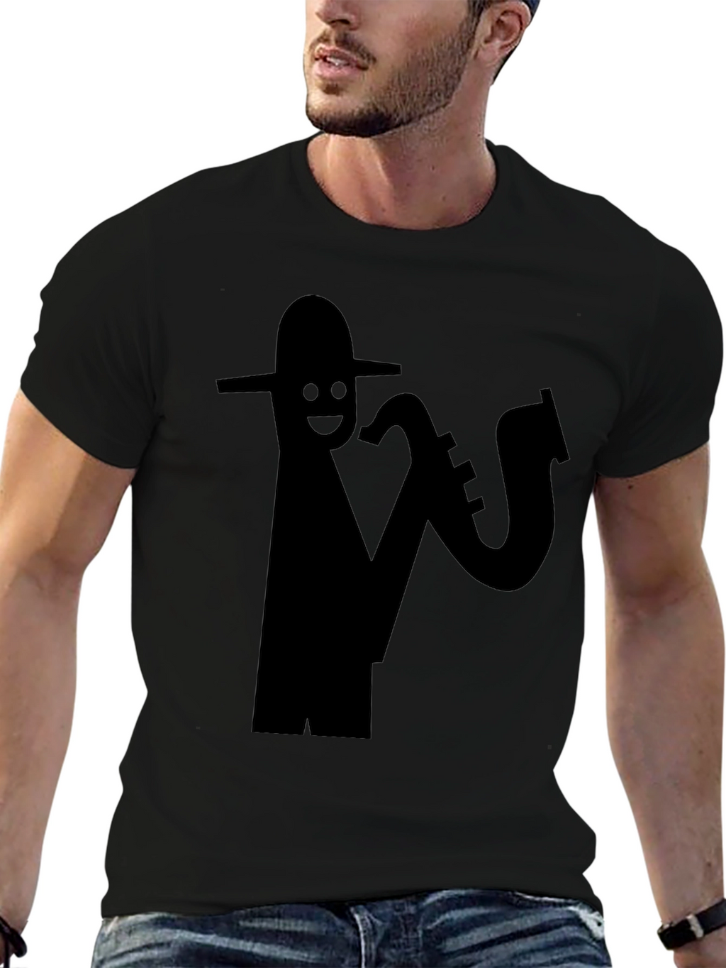Cool Saxophone Player Black T-Shirt