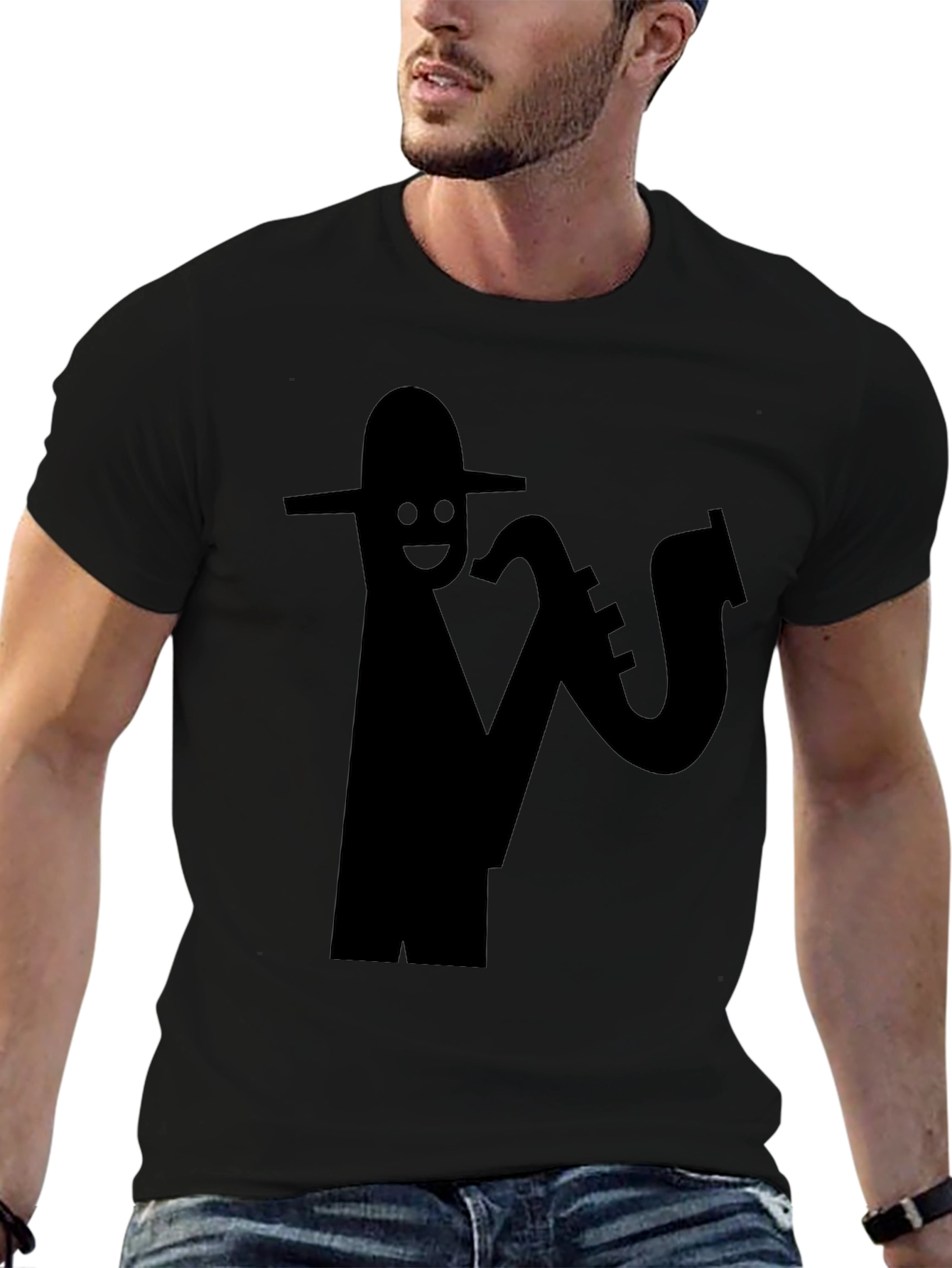Cool Saxophone Player Black T-Shirt