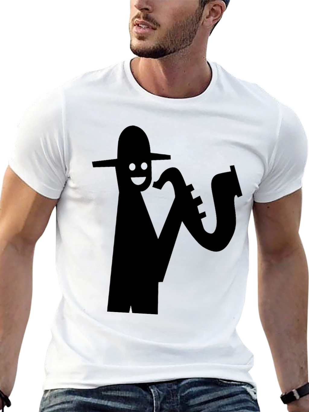 Cool Saxophone Player Black T-Shirt