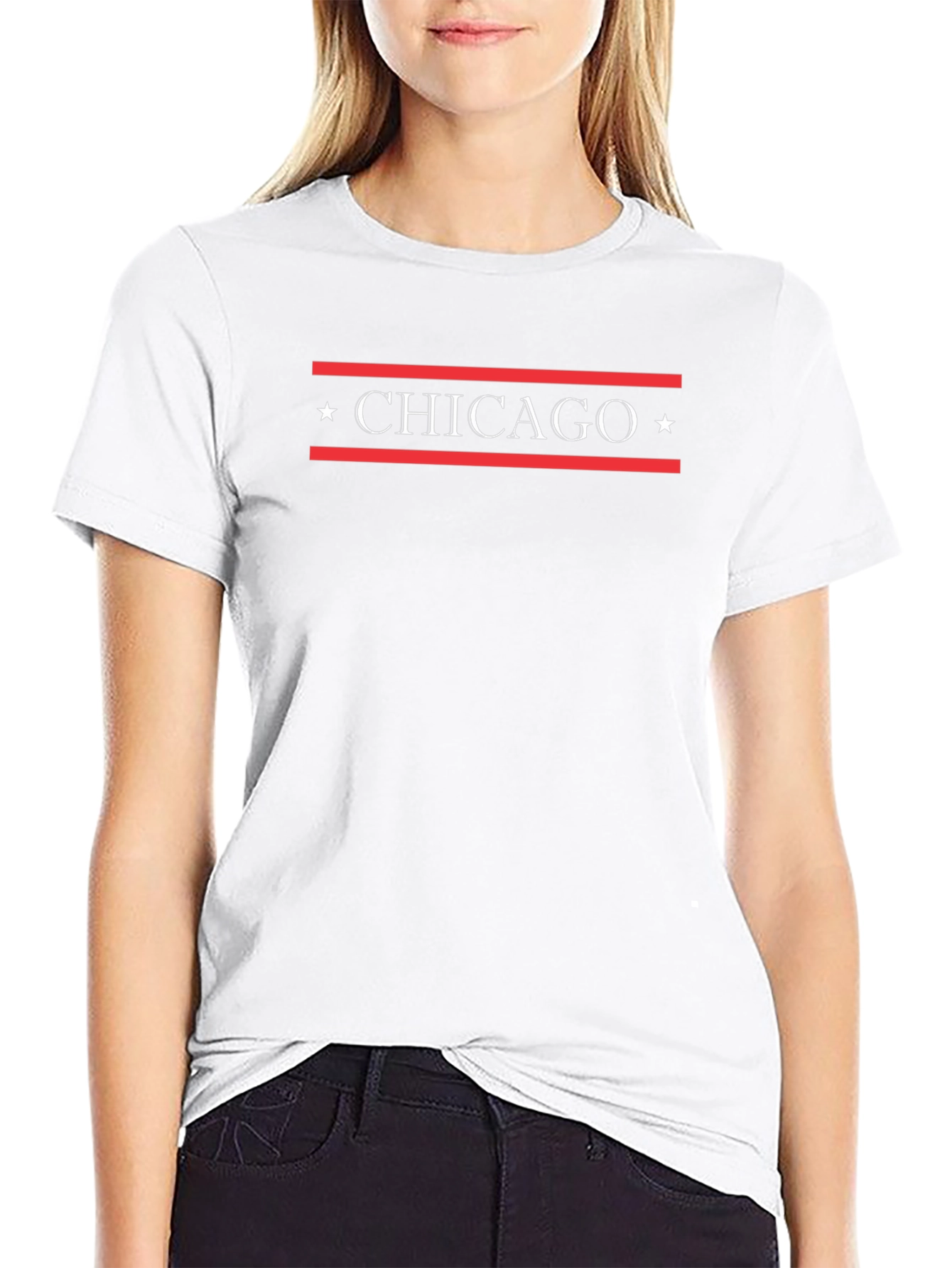 Chicago Star Graphic Tee - Black Cotton T-Shirt