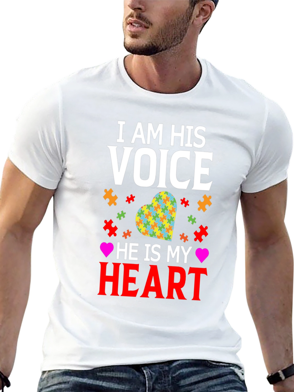 Autism Awareness T-Shirt I am His Voice Heart