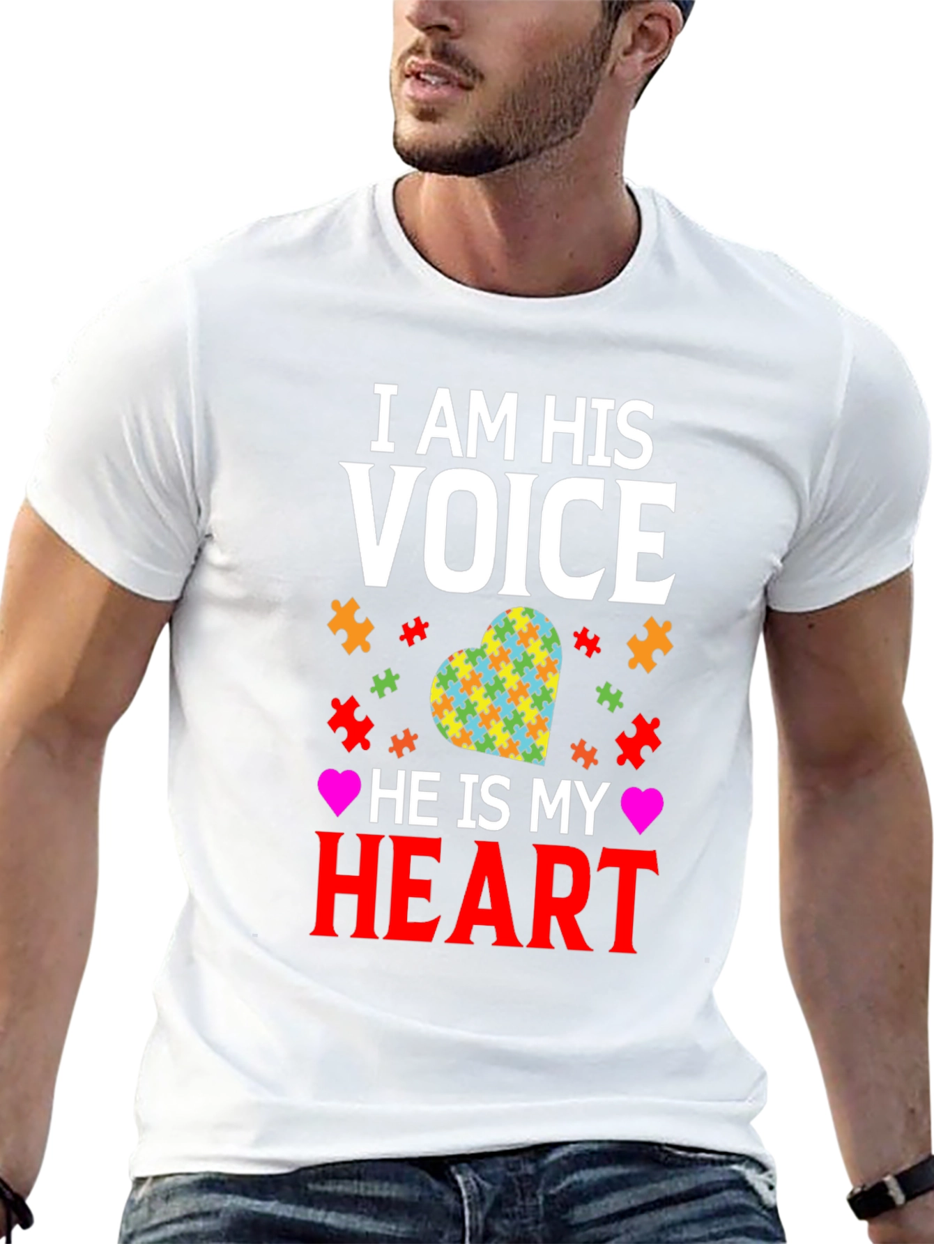Autism Awareness T-Shirt I am His Voice Heart