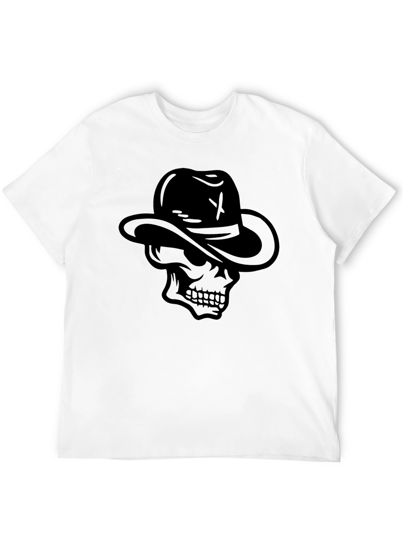 Skull with Fedora Black T-Shirt - Cool Graphic Tee