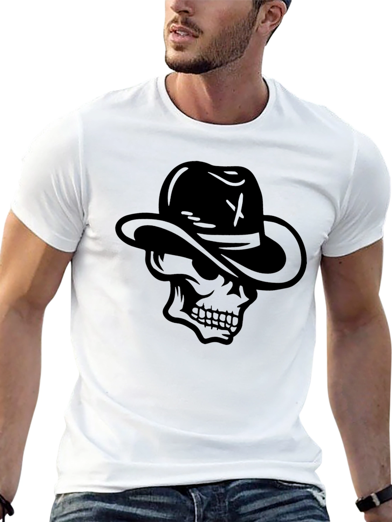 Skull with Fedora Black T-Shirt - Cool Graphic Tee