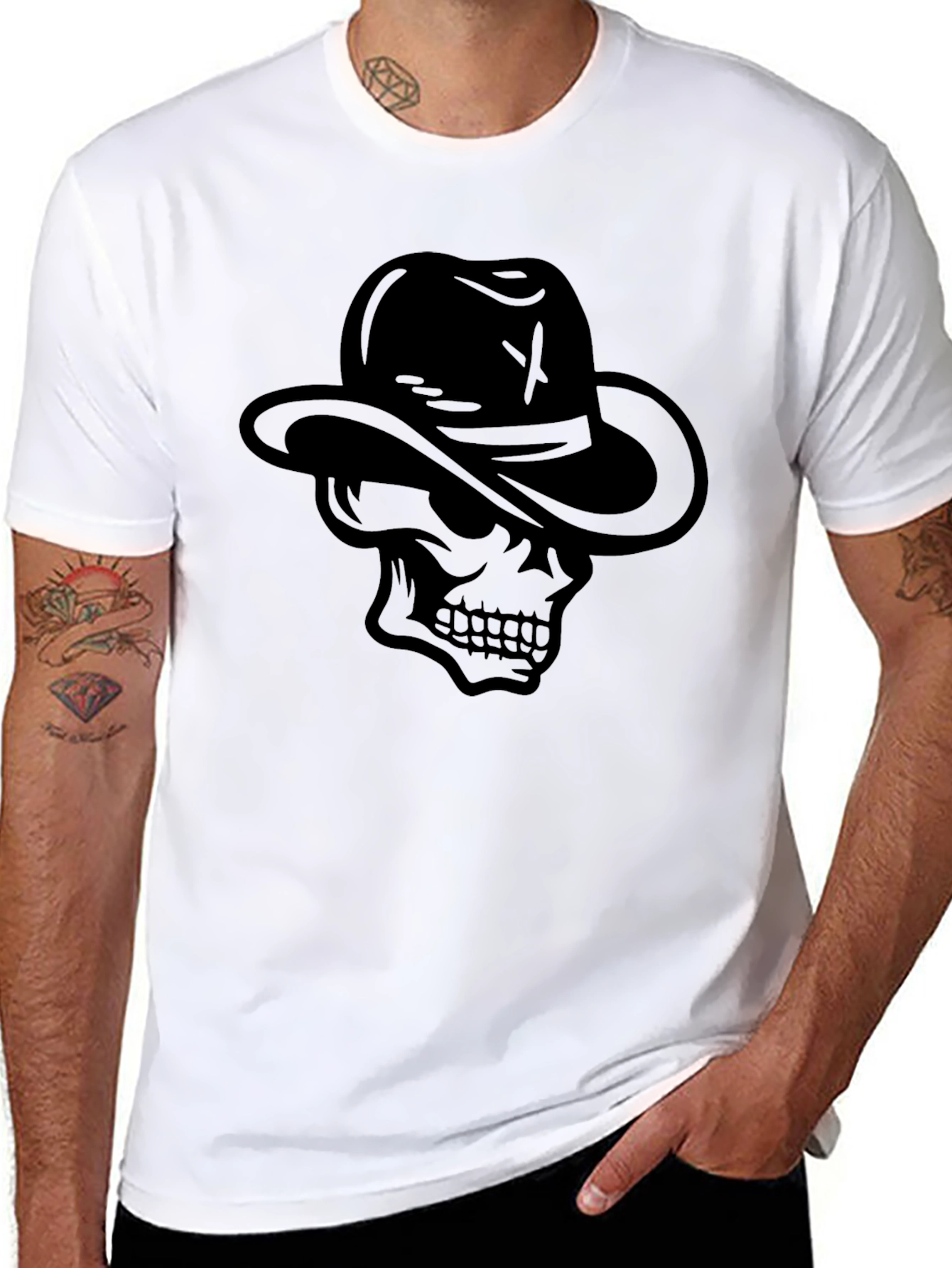 Skull with Fedora Black T-Shirt - Cool Graphic Tee