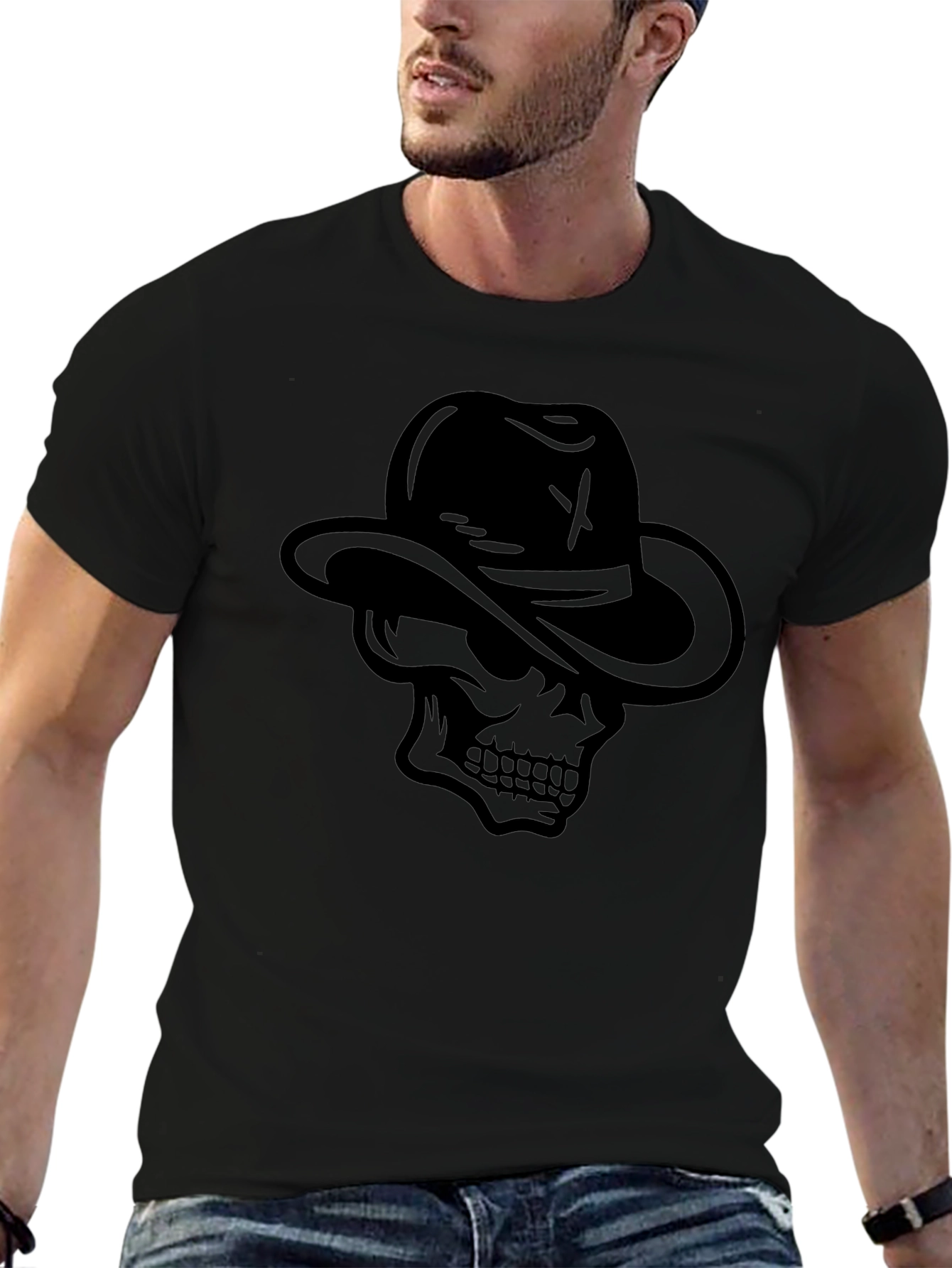 Skull with Fedora Black T-Shirt - Cool Graphic Tee