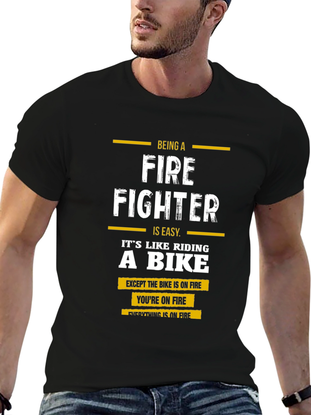 Firefighter T-Shirt: Riding a Bike on Fire