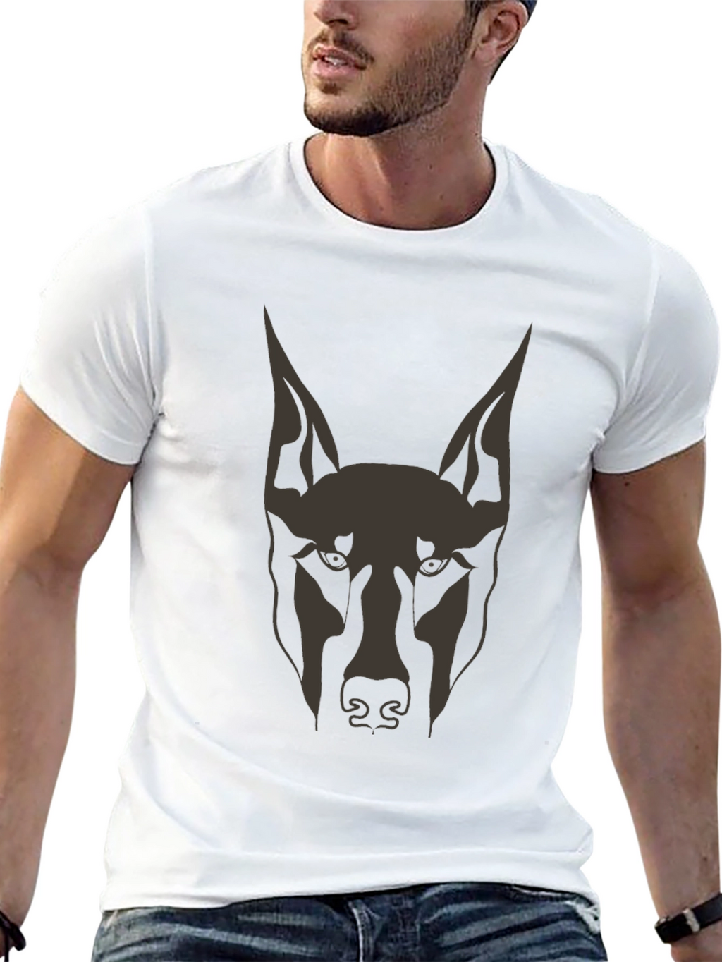 Doberman Dog Graphic Tee - Mens Black T-Shirt