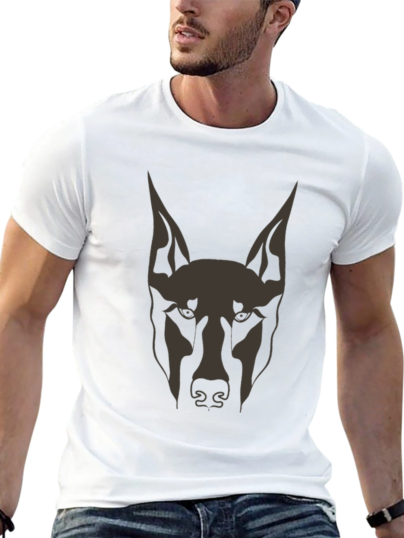 Doberman Dog Graphic Tee - Mens Black T-Shirt