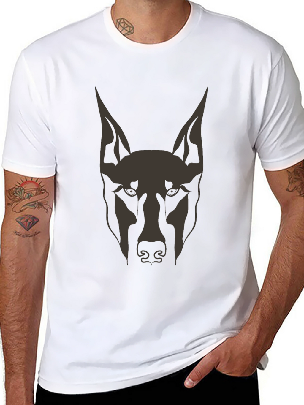 Doberman Dog Graphic Tee - Mens Black T-Shirt