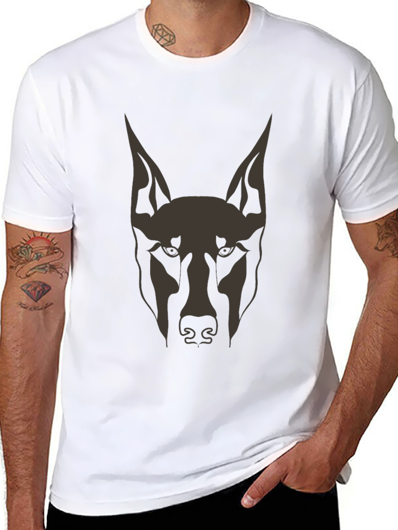 Doberman Dog Graphic Tee - Mens Black T-Shirt