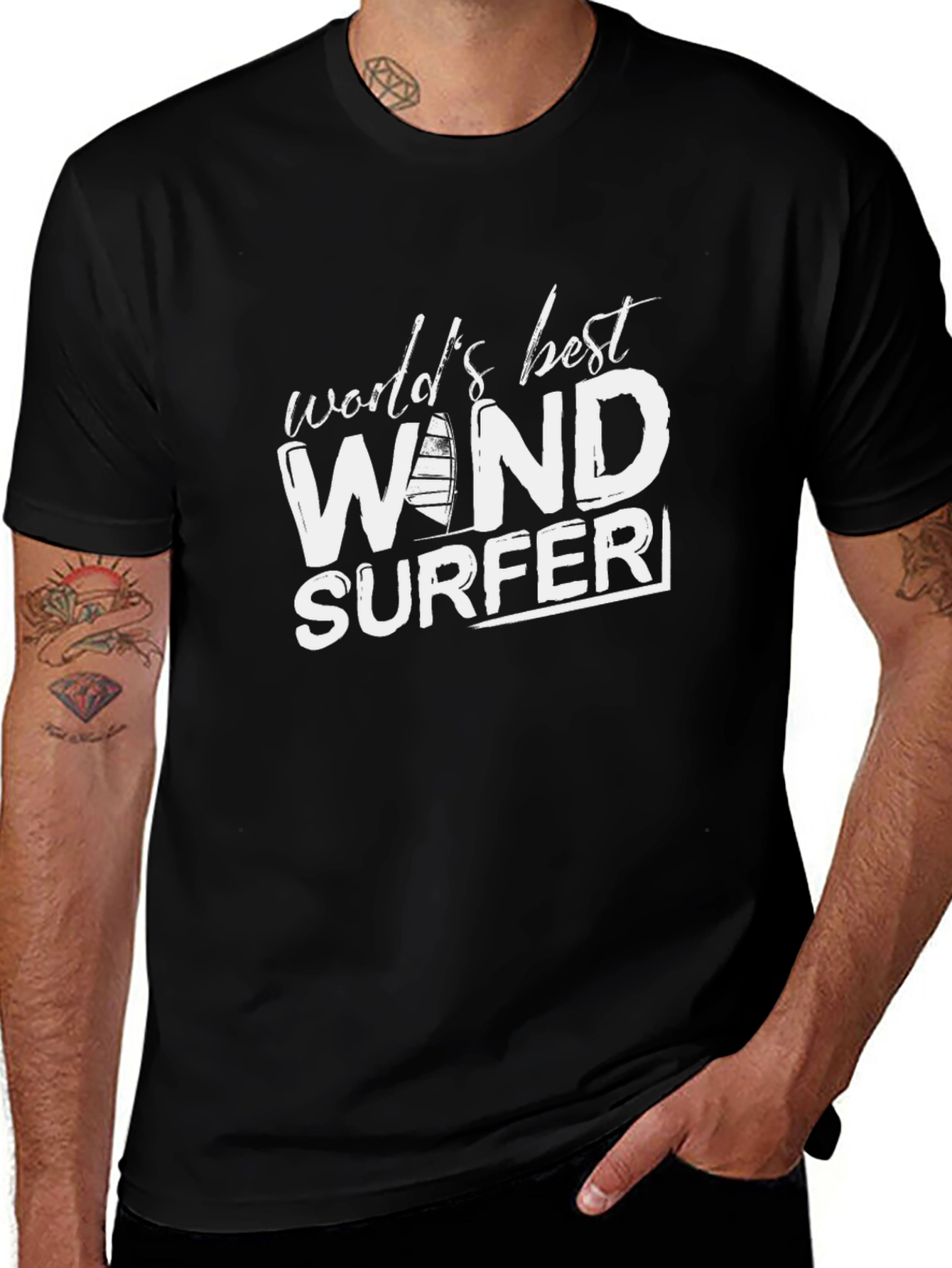 Worlds Best Wind Surfer T-Shirt | Black Cotton Tee
