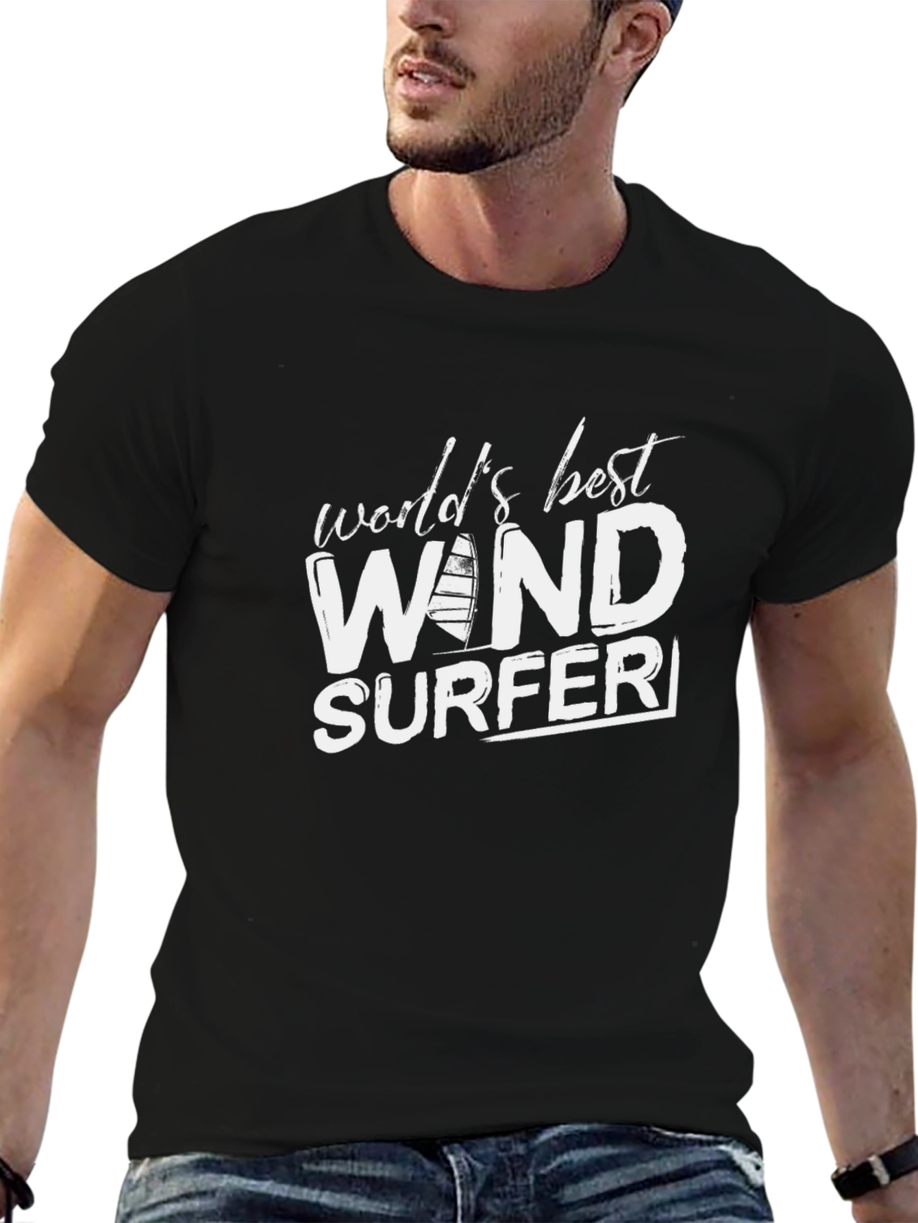 Worlds Best Wind Surfer T-Shirt | Black Cotton Tee