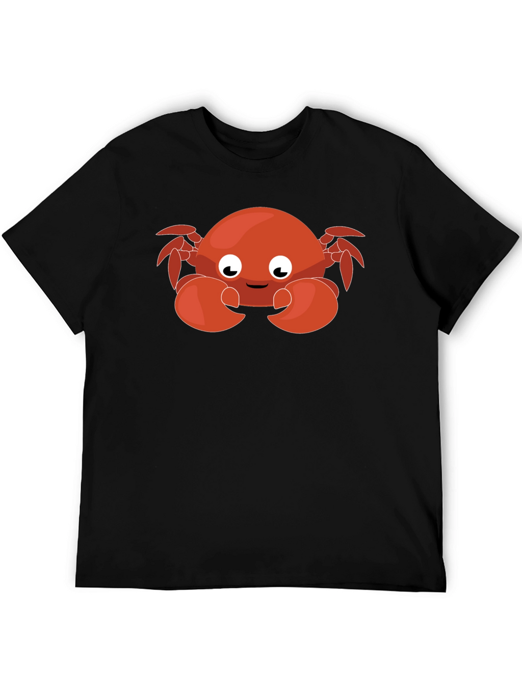 Cute Cartoon Crab Graphic Black T-Shirt