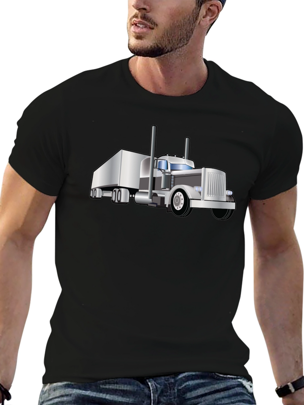 Trucker T-Shirt: Cool Black Semi-Truck Graphic Tee