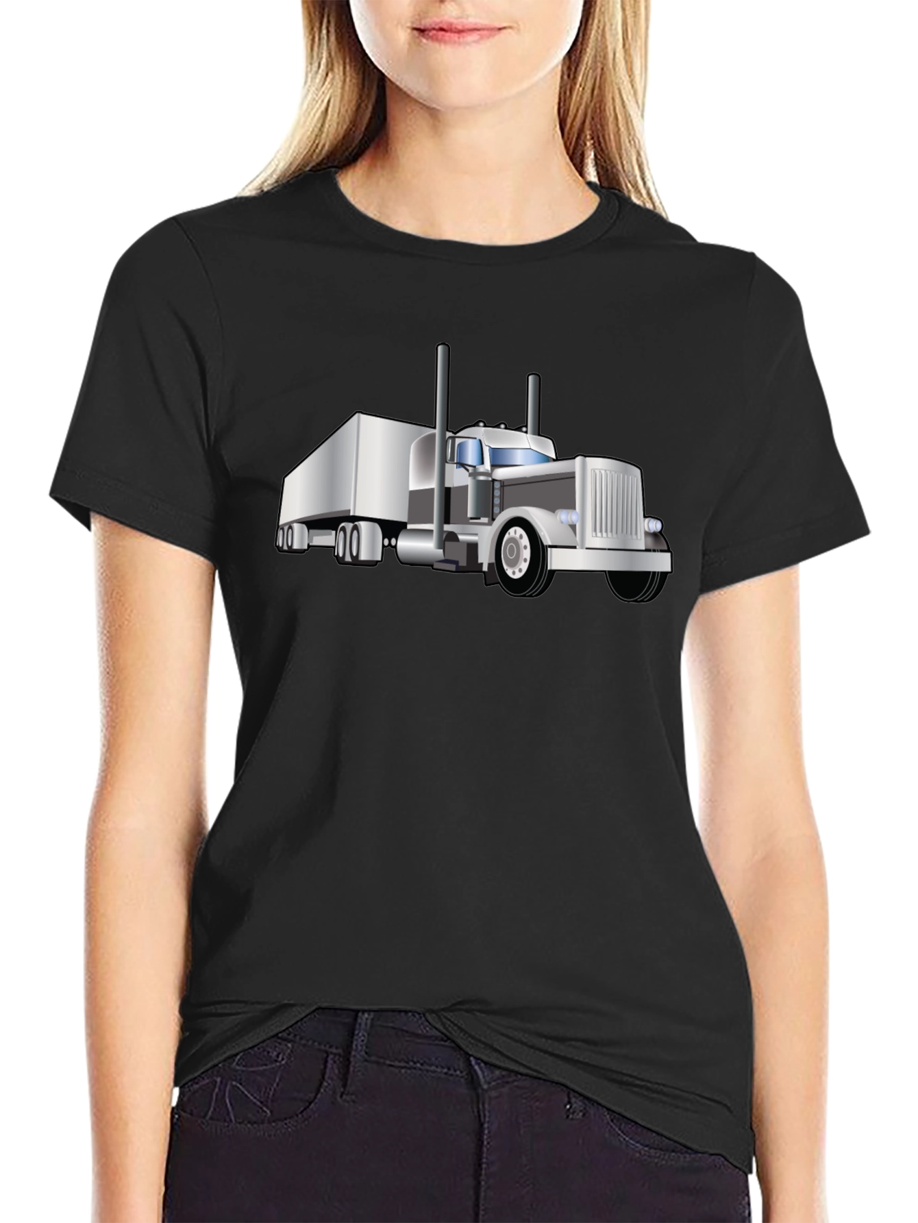 Trucker T-Shirt: Cool Black Semi-Truck Graphic Tee