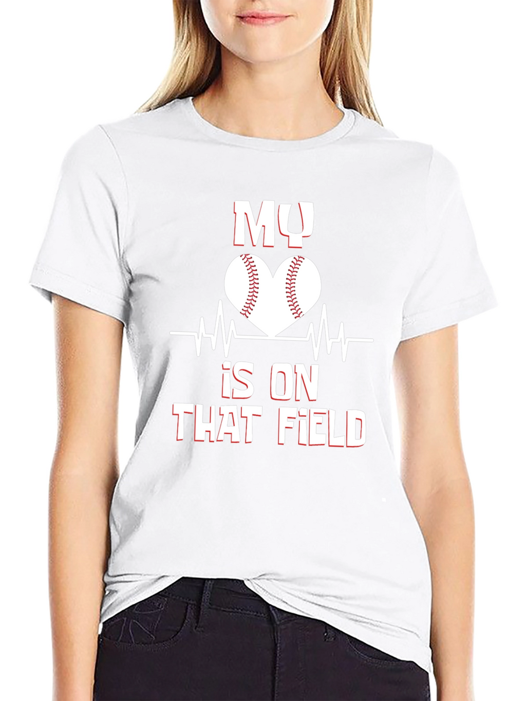 My Heart is on That Field Baseball Graphic Tee