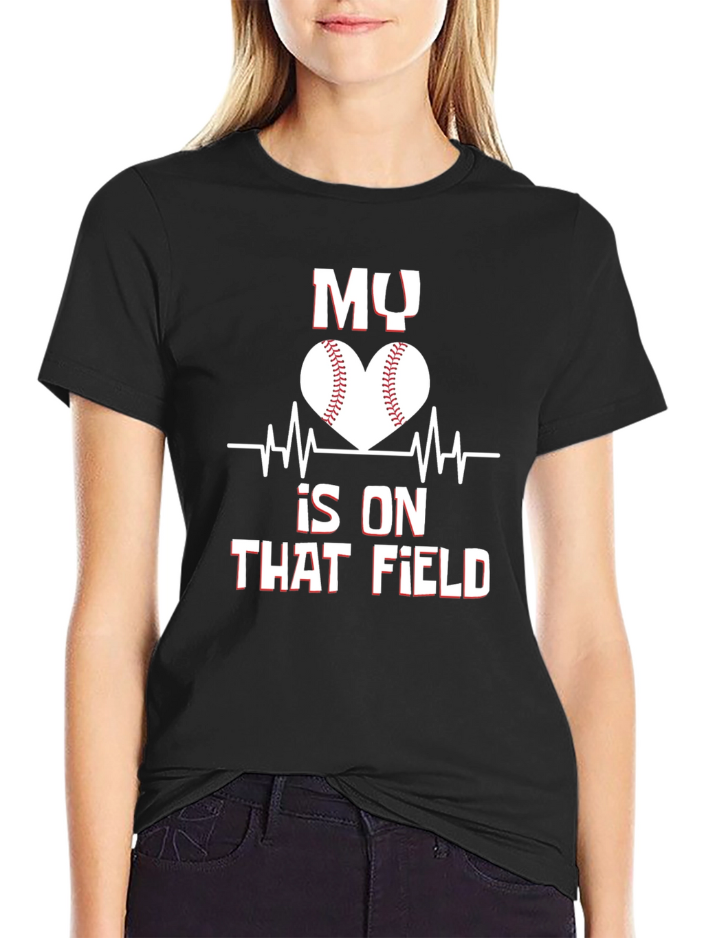 My Heart is on That Field Baseball Graphic Tee