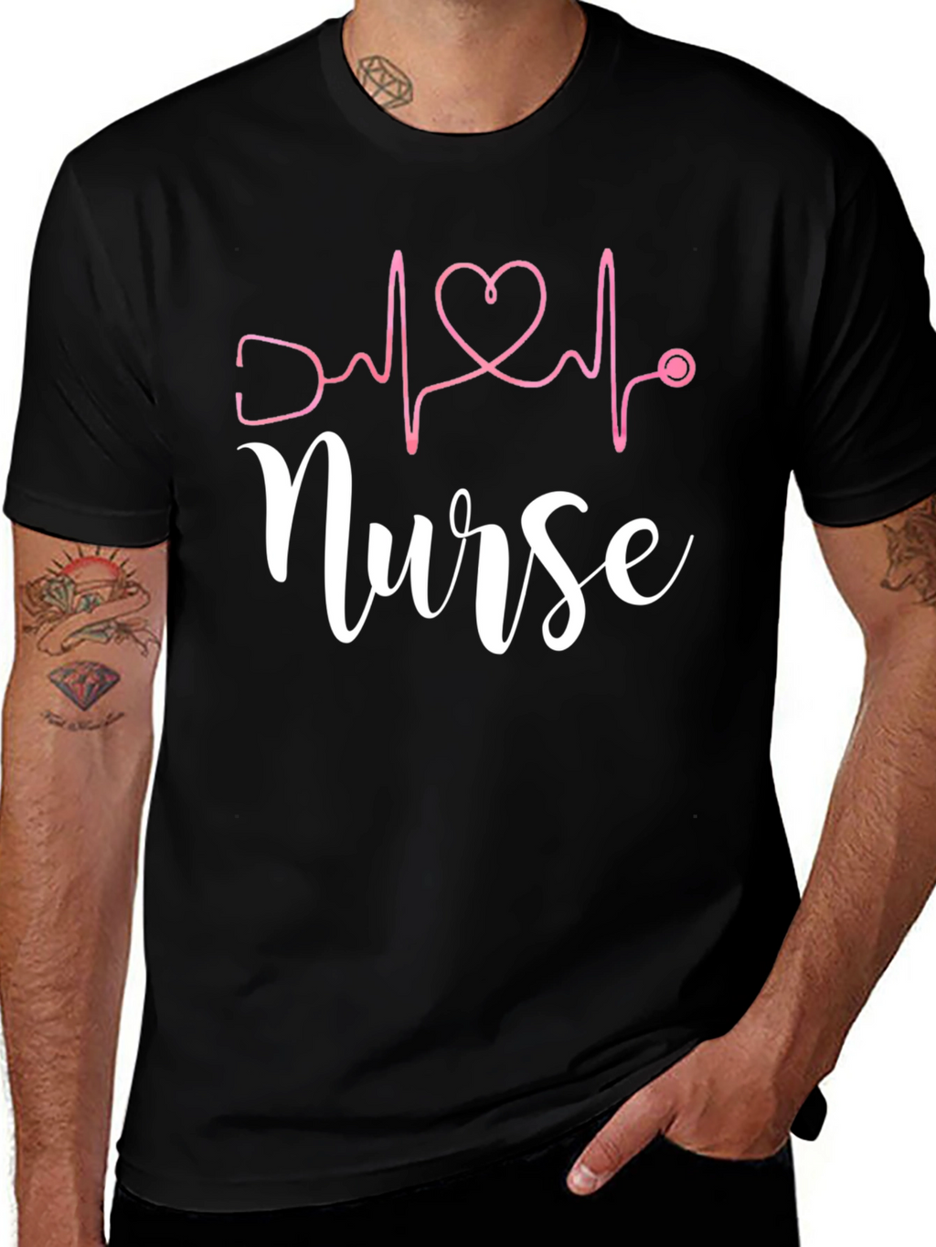 Nurse Heartbeat T-Shirt - Black