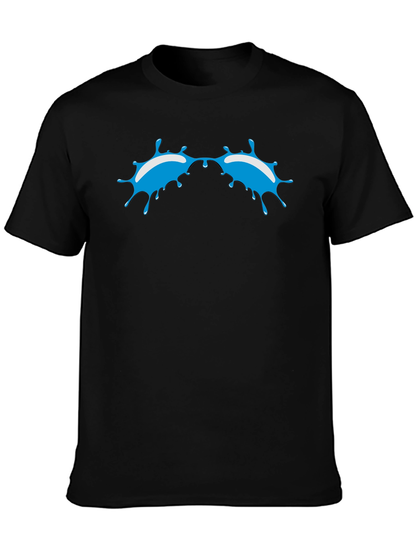Blue Splash Graphic Black T-Shirt - Modern Style