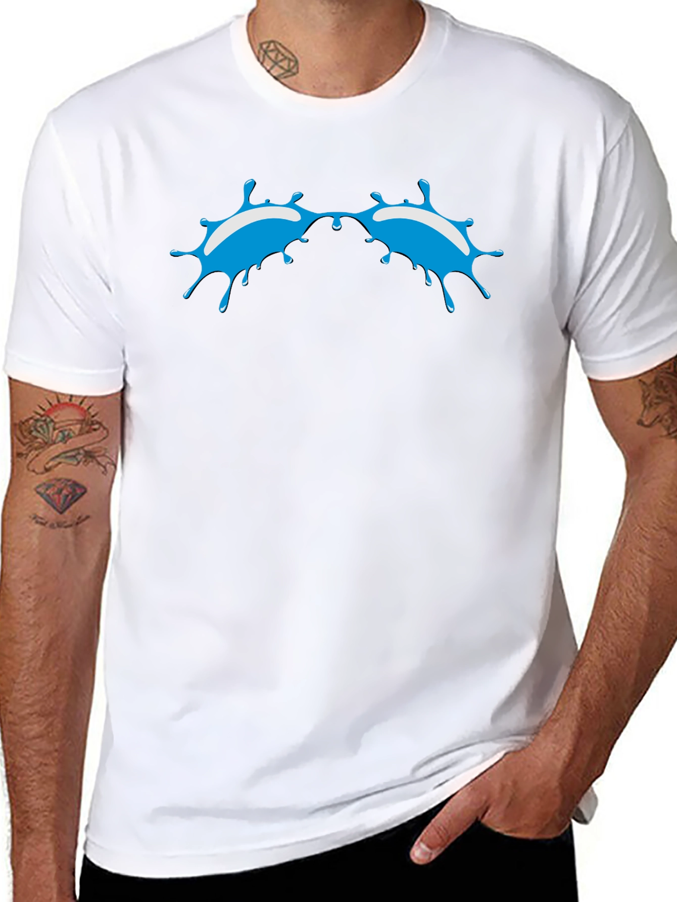 Blue Splash Graphic Black T-Shirt - Modern Style