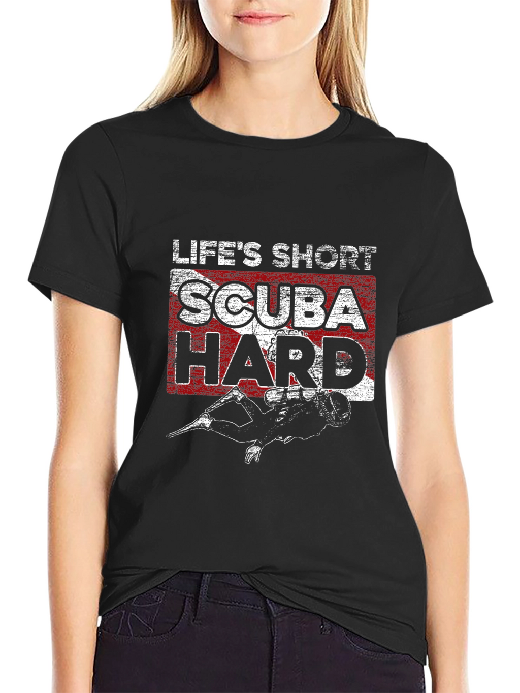 Lifes Short Scuba Hard Black T-Shirt