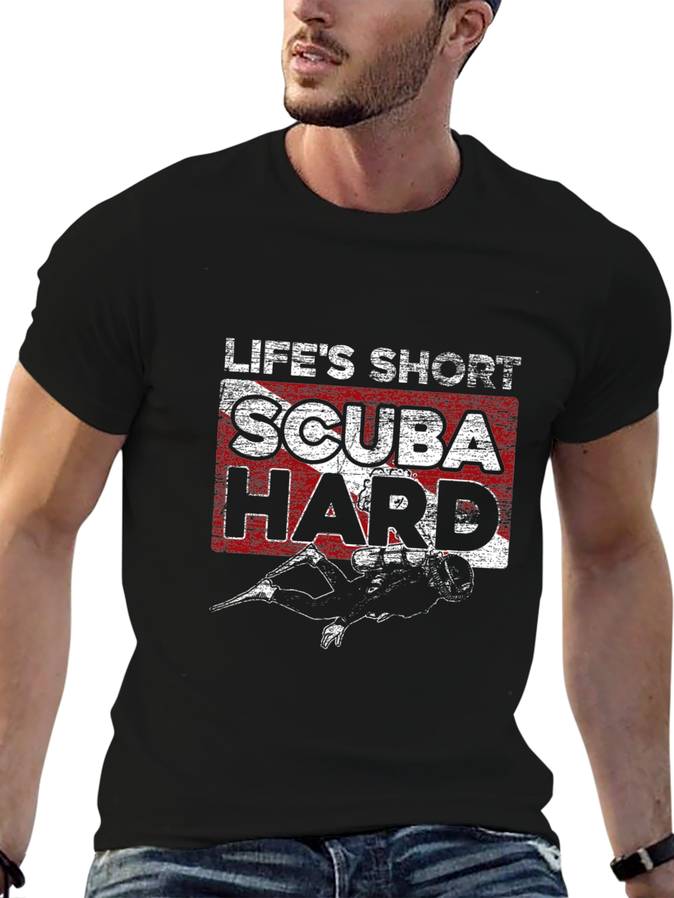Lifes Short Scuba Hard Black T-Shirt