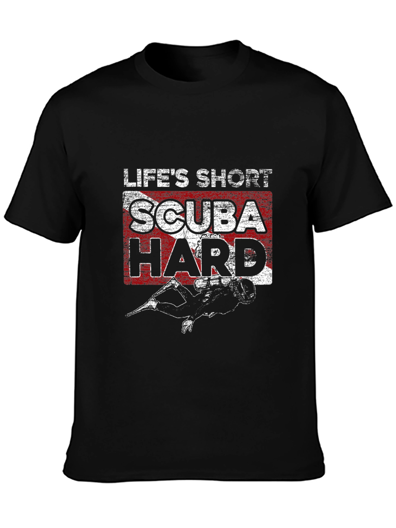 Lifes Short Scuba Hard Black T-Shirt