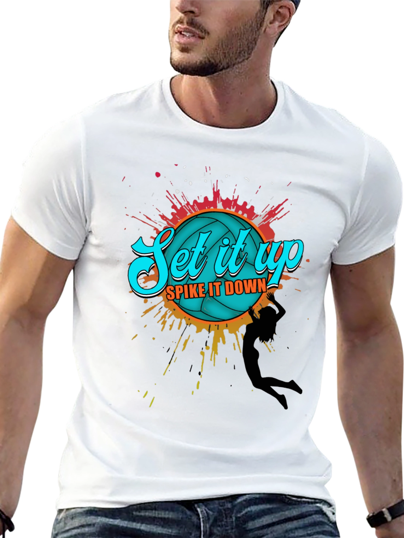 Volleyball Graphic T-Shirt - Set it Up Spike it Down